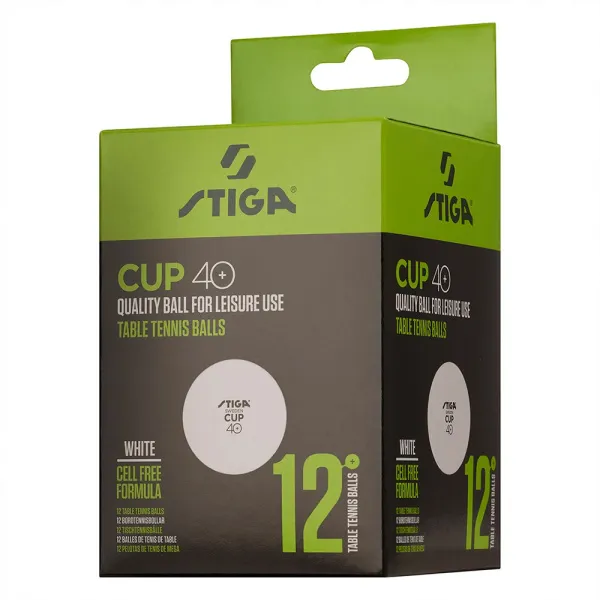 Мяч для наст. тенниса Stiga Cup ABS, 1110-2510-12, диам.40+мм, пластик, упак. 12 шт, белый за 1&nbsp;774.80 ₽ в Барнауле