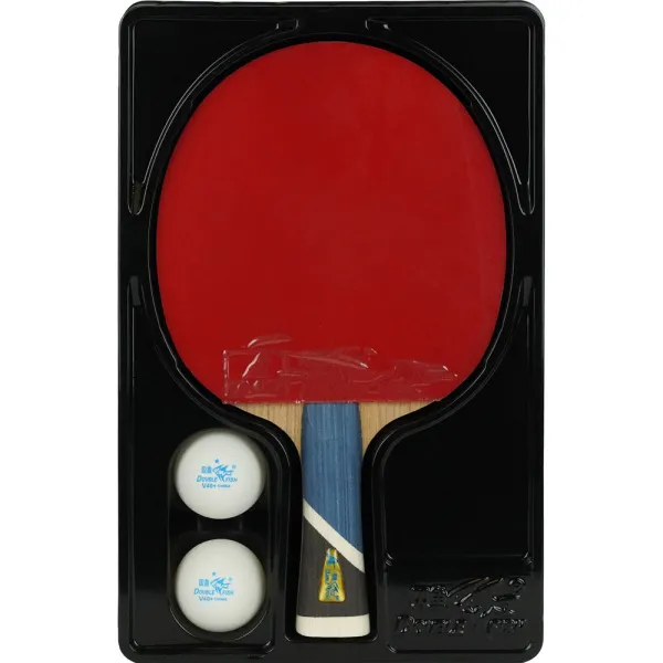 Ракетка для н/т DOUBLE FISH 5A+C, для продвин, ITTF Appr, накл. 2,1 мм, конич. ручка+ 2 мяча V40+мм за 2&nbsp;779.50 ₽ в Барнауле